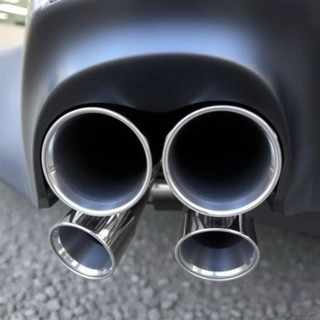 Polished dual tips of a performance exhaust system